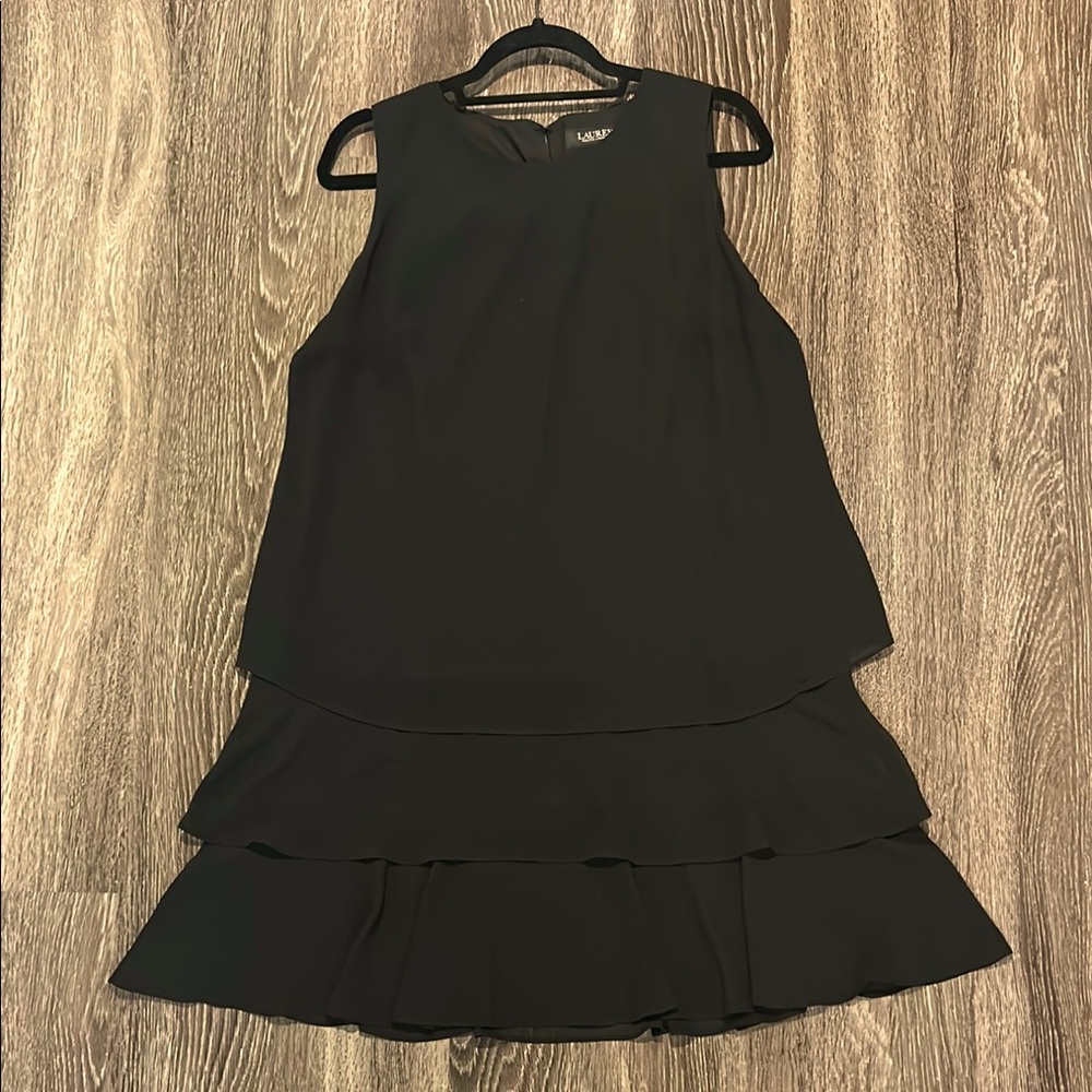Lauren Ralph Lauren black tiered ruffle cocktail dress